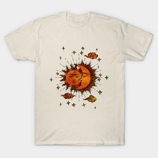 Vintage Sunset Sun and moon T-Shirt